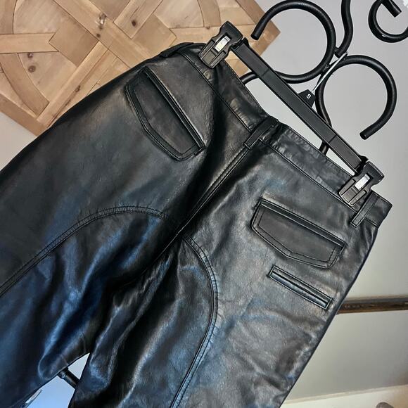 Soft Leather Pant. Men's Blue Striped Biker Leather Pant size 30x33 - Picture 3 of 7